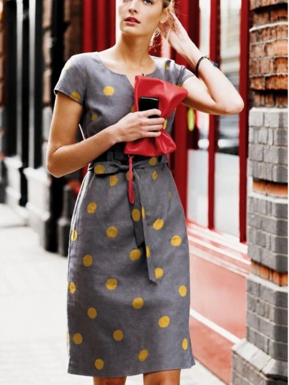 Boden Hazel Belted Linen Dress Size 6L